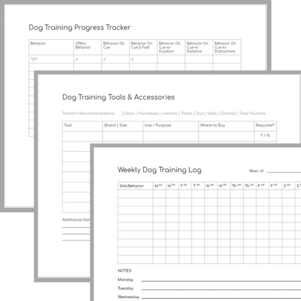 Dog Training Weekly Homework Packet for Clients (6 Pages)